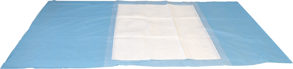 Mediflex tuckable underpads with blue waterproof backing and absorbent white top layer for continence care